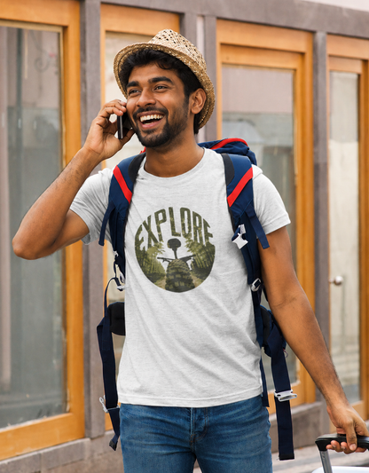 Unisex "Explore" Graphic Printed Regular Fit T-Shirt