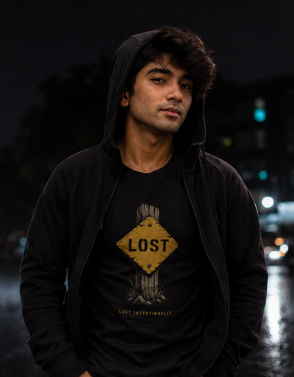 Unisex "Lost Intentionally" Graphic Printed Regular Fit T-Shirt