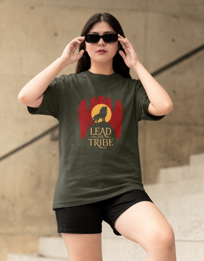 Unisex "Lead The Tribe" Graphic Printed Oversized T-Shirt