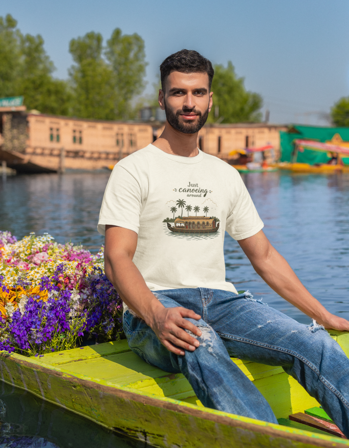 Unisex "Just Canoeing Around" Graphic Printed Regular Fit T-Shirt - Kerala Edition