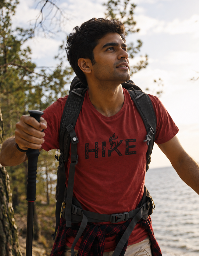 Unisex "Hike" Graphic Printed Regular Fit T-Shirt