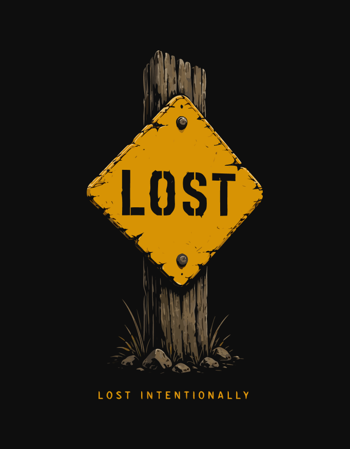 Unisex "Lost Intentionally" Graphic Printed Regular Fit T-Shirt