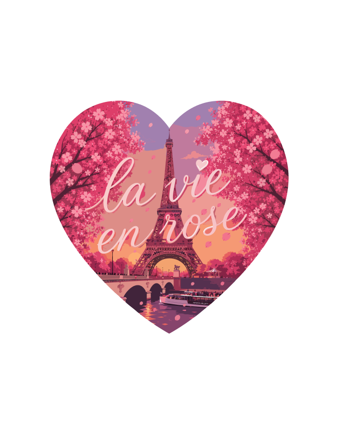 Unisex "La Vie en Rose" Graphic Printed Regular Fit T-Shirt - Paris Edition