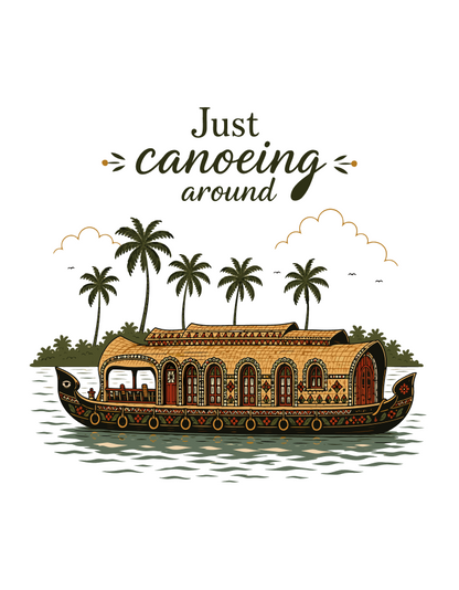 Unisex "Just Canoeing Around" Graphic Printed Regular Fit T-Shirt - Kerala Edition