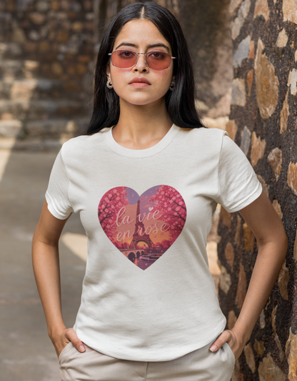 Unisex "La Vie en Rose" Graphic Printed Regular Fit T-Shirt - Paris Edition