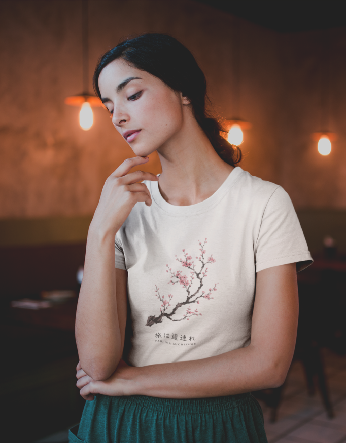Product Title Unisex "Tabi wa Michizure" Graphic Printed Regular Fit T-Shirt - Japan Edition